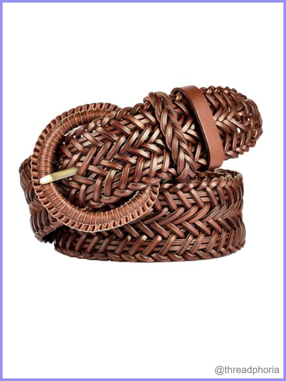 Hand-Woven Braided Leather Belt 1.6" Wide Adjustable Buckle Women's